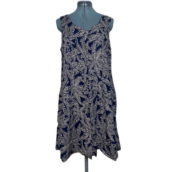 VINTAGE Liberty House Young Hawaii Wild Palms Mini Dress Woman's Medium blue - Picture 1 of 16